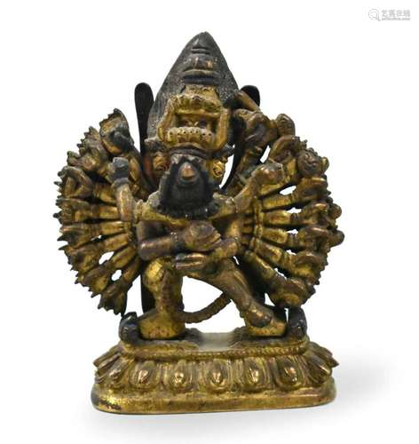 Chinese Gilt Bronze Vajrabhairava Figure, 17th C.