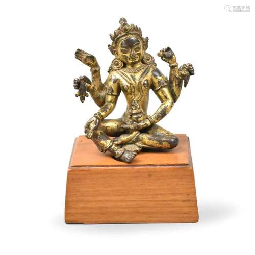 Napel Gilt Bronze Figure of Vasudhara, 14th C.