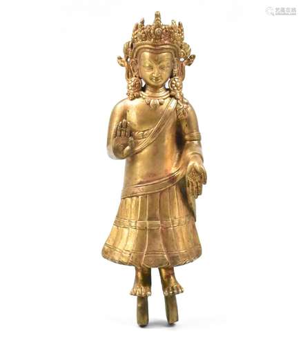 Napal Gilt Bronze Dipankara Buddha Figure,17th C.