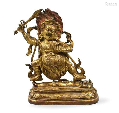 Chinese Gilt Bronze Mahakala Figure,18th C.