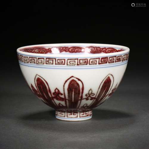 Ming Dynasty,Underglaze Red Flower Bowl