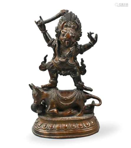 Tibetan Bronze Yama Dharmaraja Figure,19th C.