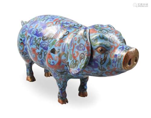 Large Chinese Cloisonne Pig Figure,ROC Period