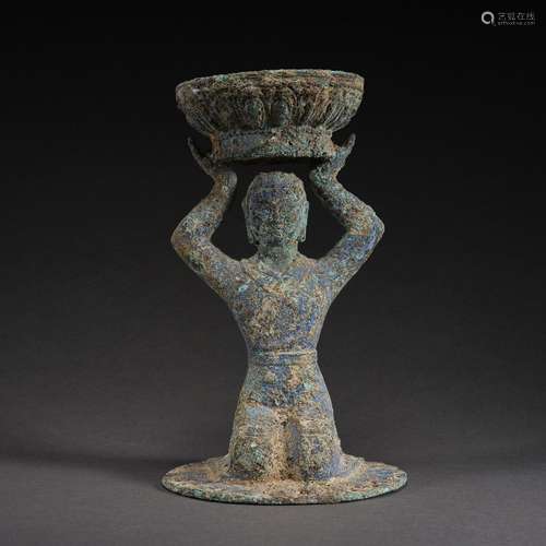 Ming Dynasty or Before,Bronze Figure Lamp