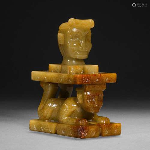 Ming Dynasty or Before,Hetian Jade Figure Pillow