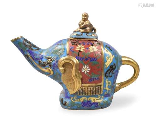 Chinese Cloisonne Elephant Covered Ewer, Qing D.