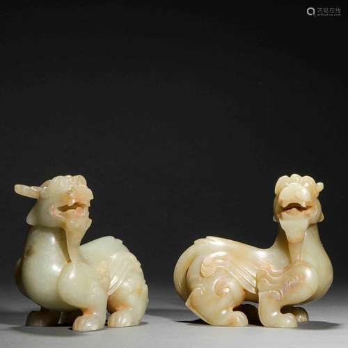 Ming Dynasty or Before,Hetian Jade Beast A Group