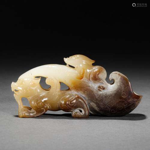 Ming Dynasty or Before,Hetian Jade Beast Pattern Wall