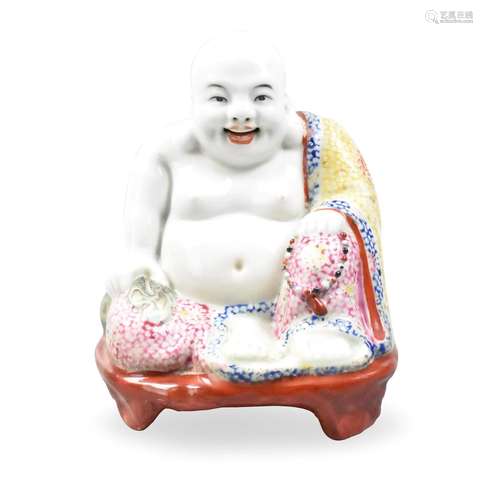 Chinese Famille Rose Porcelain Buddha Figure,ROC P