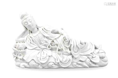 Chinese Dehua Reclining Guanyin Figure, 20th C.