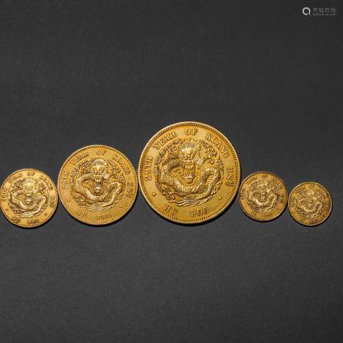 The Republic of China Dragon Pattern Gold Coins A Group