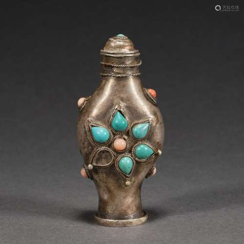 Qing Dynasty,Silver Snuff Bottle