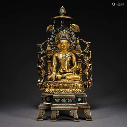 Qing Dynasty,Gilt Buddha Statue