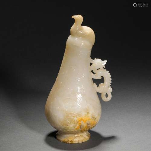 Ming Dynasty of Before,Hetian Jade Beast Head Bottle