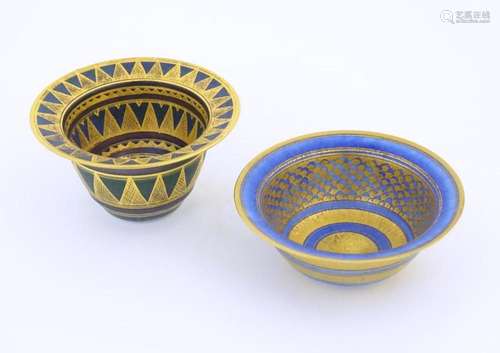 Two studio pottery bowls by Mary Rich (b.1940) with blue and...