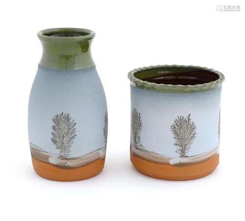 Two items of studio pottery Mike Pollard, comprising a vase ...