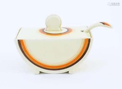 A Clarice Cliff Bizarre sauce boat and ladle in the pattern ...