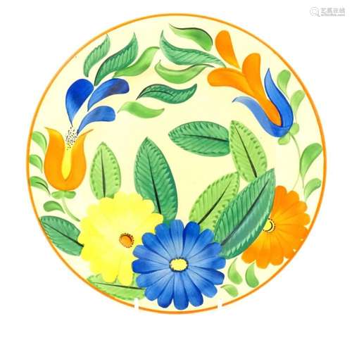 A Gray's Pottery plate with hand painted floral and foli...