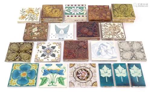 A quantity of Victorian and later tiles to include floral an...