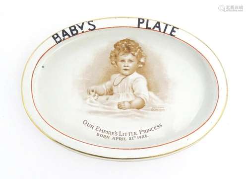 An early 20thC Paragon oval baby plate commemorating the bir...