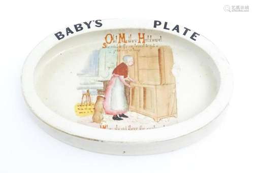 A Carlton Ware oval baby plate depicting Old Mother Hubbard....