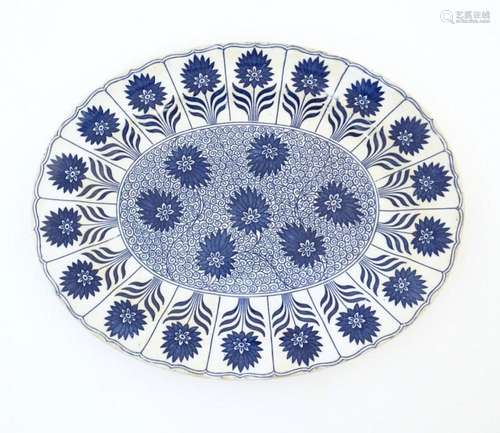 A Victorian Minton blue and white meat plate in the pattern ...