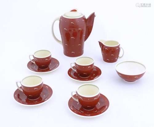 A quantity of Susie Cooper coffee wares in the pattern Mahog...