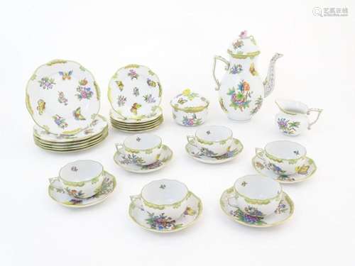 A quantity of Herend pottery coffee wares in the VBO Queen V...