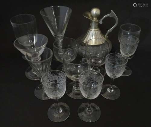 A quantity of assorted 19thC and later drinking glasses toge...