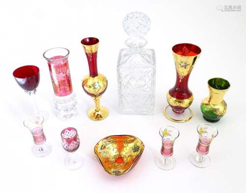 A quantity of assorted glassware to include a cut crystal de...