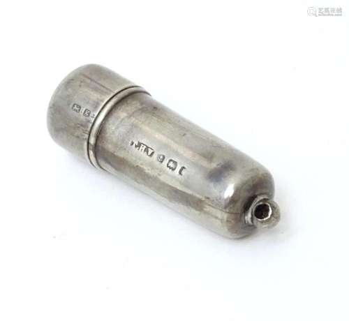 A silver cheroot mouthpiece holder, hallmarked Birmingham 19...