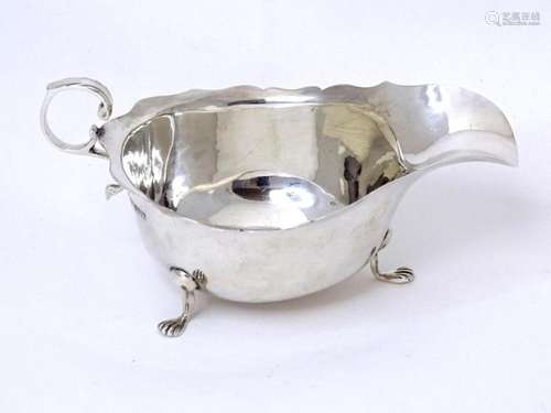 A silver saucer boat hallmarked Chester 1905, maker George N...