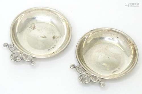 A pair of Continental .925 silver pin dishes with scroll for...