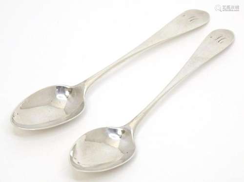 A pair of Geo III Scottish silver Celtic point teaspoons, po...