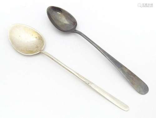 Two silver spoons, one hallmarked London c. 1900, maker Huki...