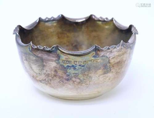 A Victorian silver bowl with crimped edge decoration, hallma...