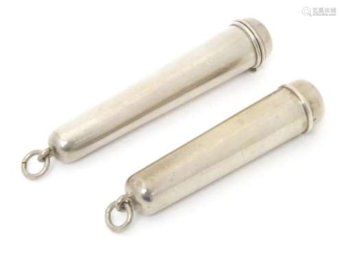 Two silver cheroot mouthpiece holders, one hallmarked Cheste...