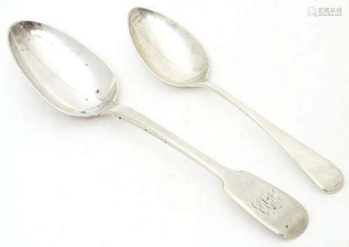 Two Victorian silver spoons comprising a Fiddle pattern tabl...