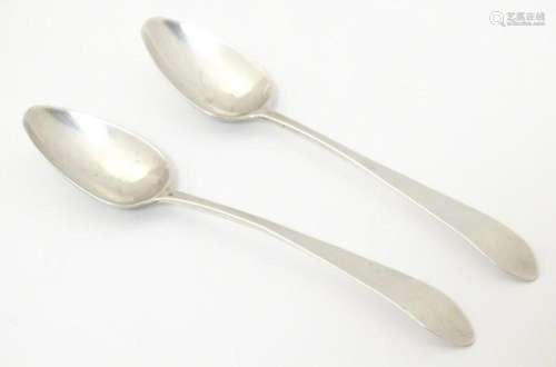 A pair of 19thC Irish silver teaspoons, maker J.S., Dublin A...