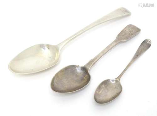 Three assorted silver spoons, hallmarks to include, London 1...