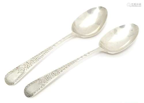 A pair of Victorian silver teaspoons, hallmarked London 1893...