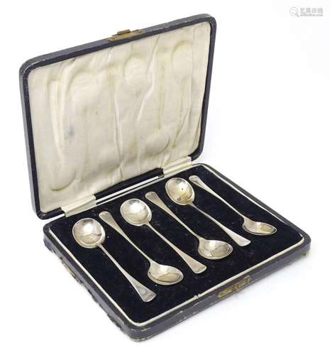 A set of six silver coffee spoons, hallmarked Birmingham 192...