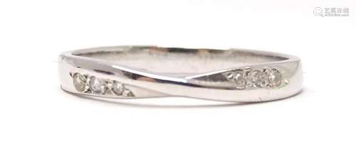 A platinum and diamond ring. Ring size approx. N