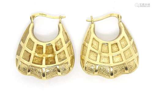 A pair 9ct gold drop earrings of stylised basket form. Appro...