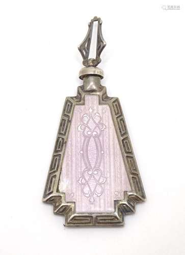 An Art Nouveau small silver scent flask of pendant form with...