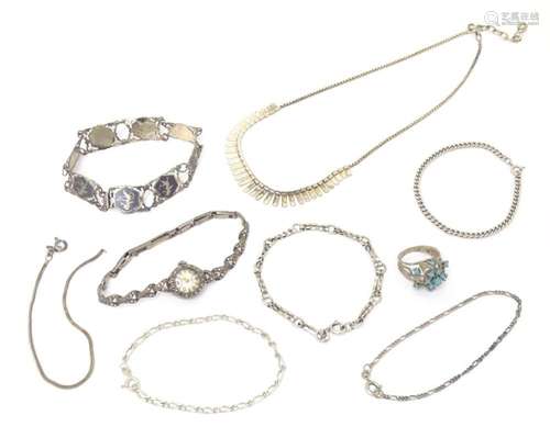 A quantity of silver and white metal jewellery, to include b...