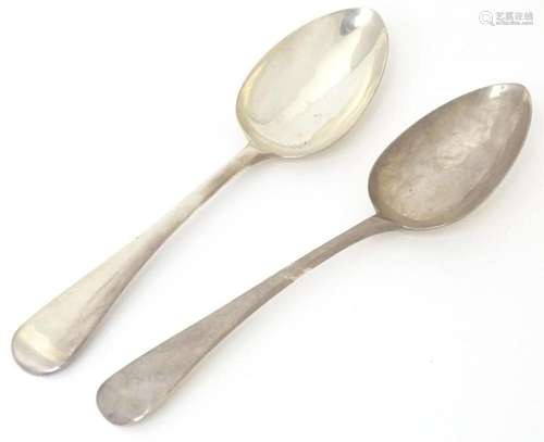 A pair of 19thC silver Old English pattern serving spoons, h...