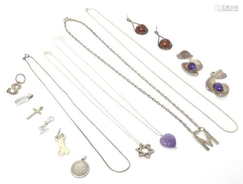 Assorted silver and white metal jewellery to include earring...