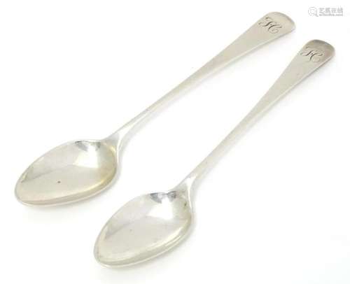 Two 18thC Scottish silver teaspoons, maker Alexander Aitchis...