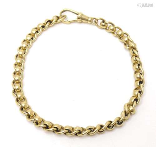 A 9ct gold bracelet formed from a watch chain. Approx 7 1/2&...